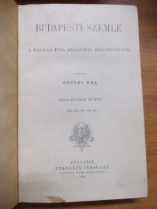 Budapesti Szemle 105. kötet-289.290.291.szám használt könyv kép #01
